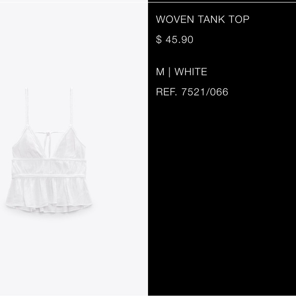 ZARA Woven Tank Top size M colour WHITE - Picture 2 of 5